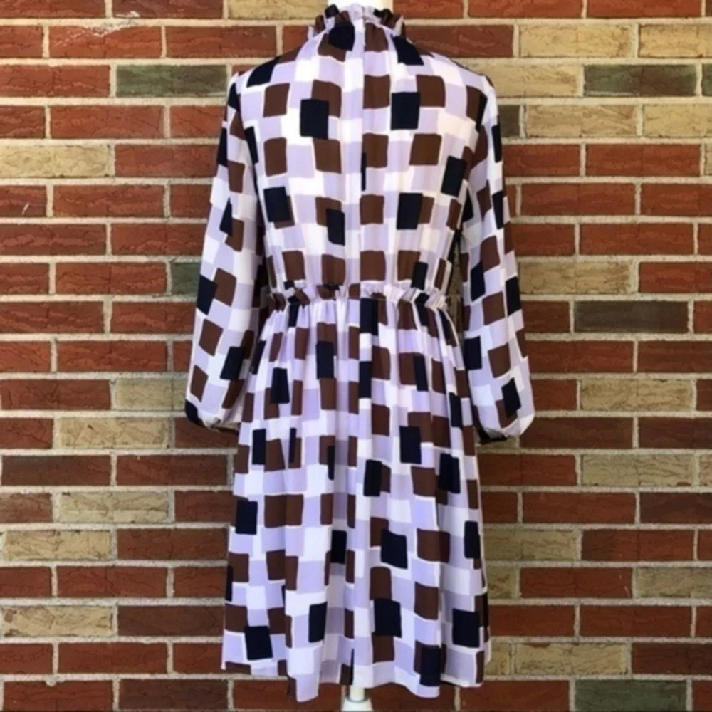 kate spade Ruffled Sheer Purple White Split/Long Sleeve Dress 👗